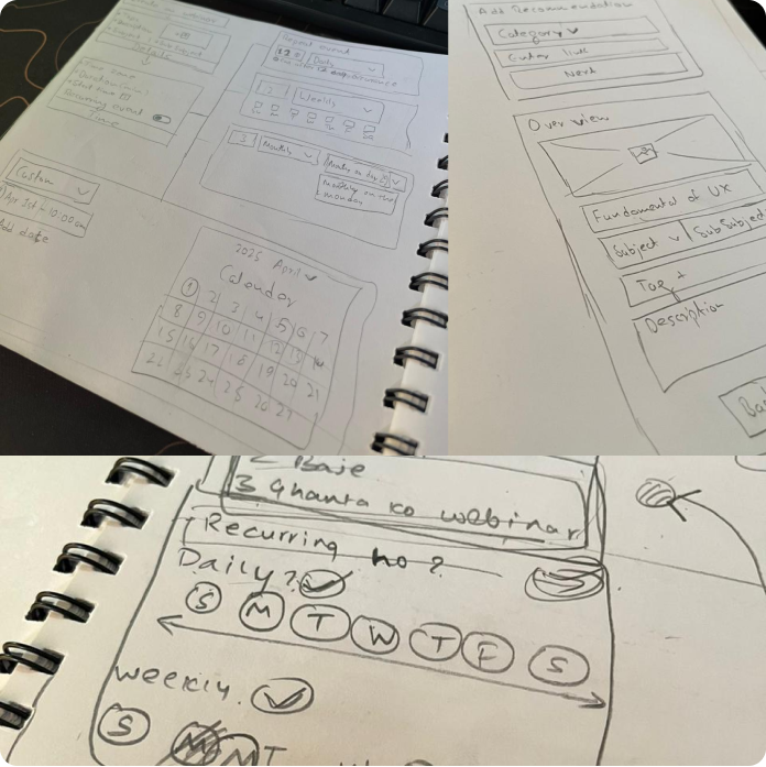 Building design wireframe sketches