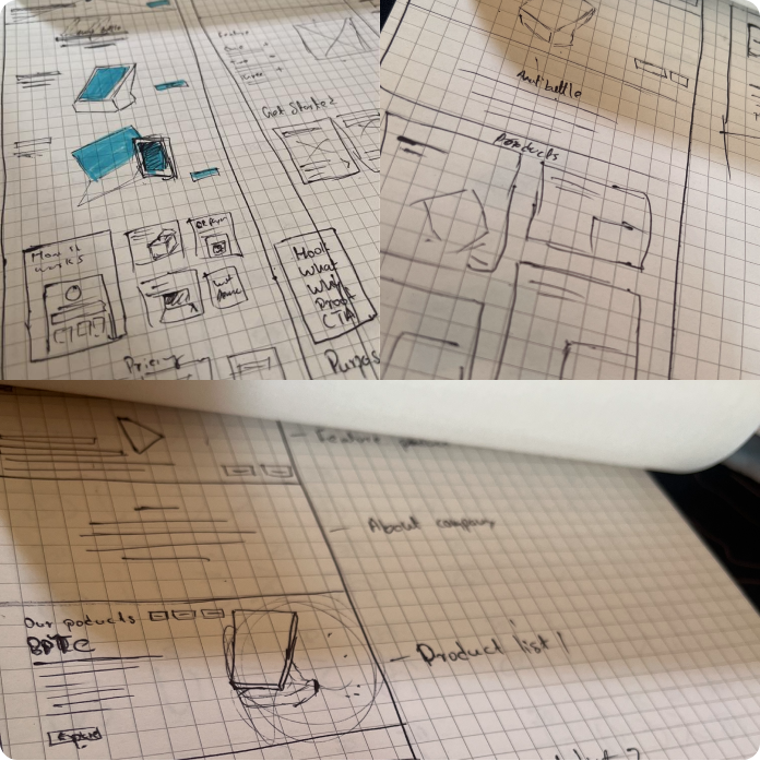 Building design wireframe sketches